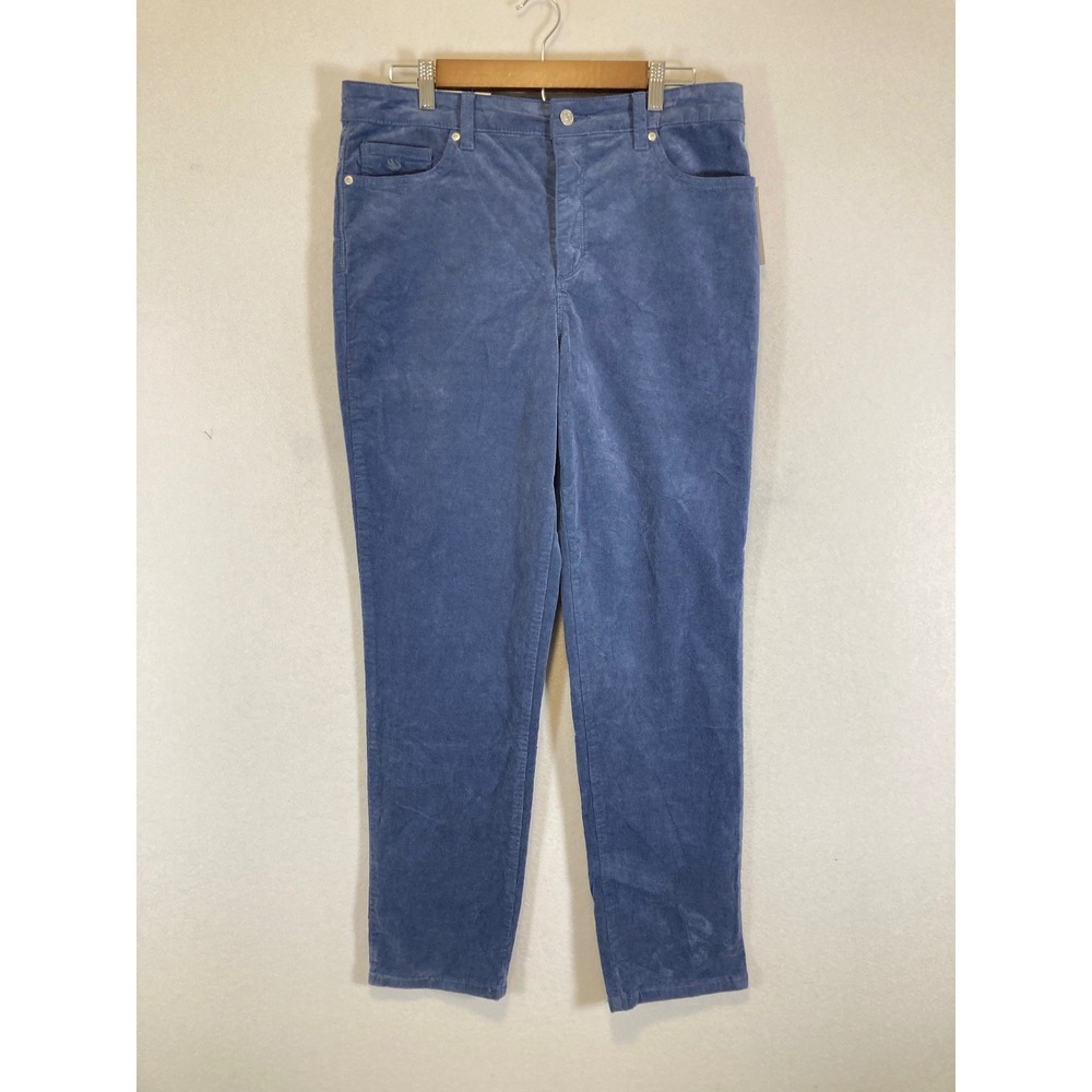 Preppy Gloria Vanderbilt Womens 12 Blue Amanda 2.0 Slim Leg Corduroy Pants NWT